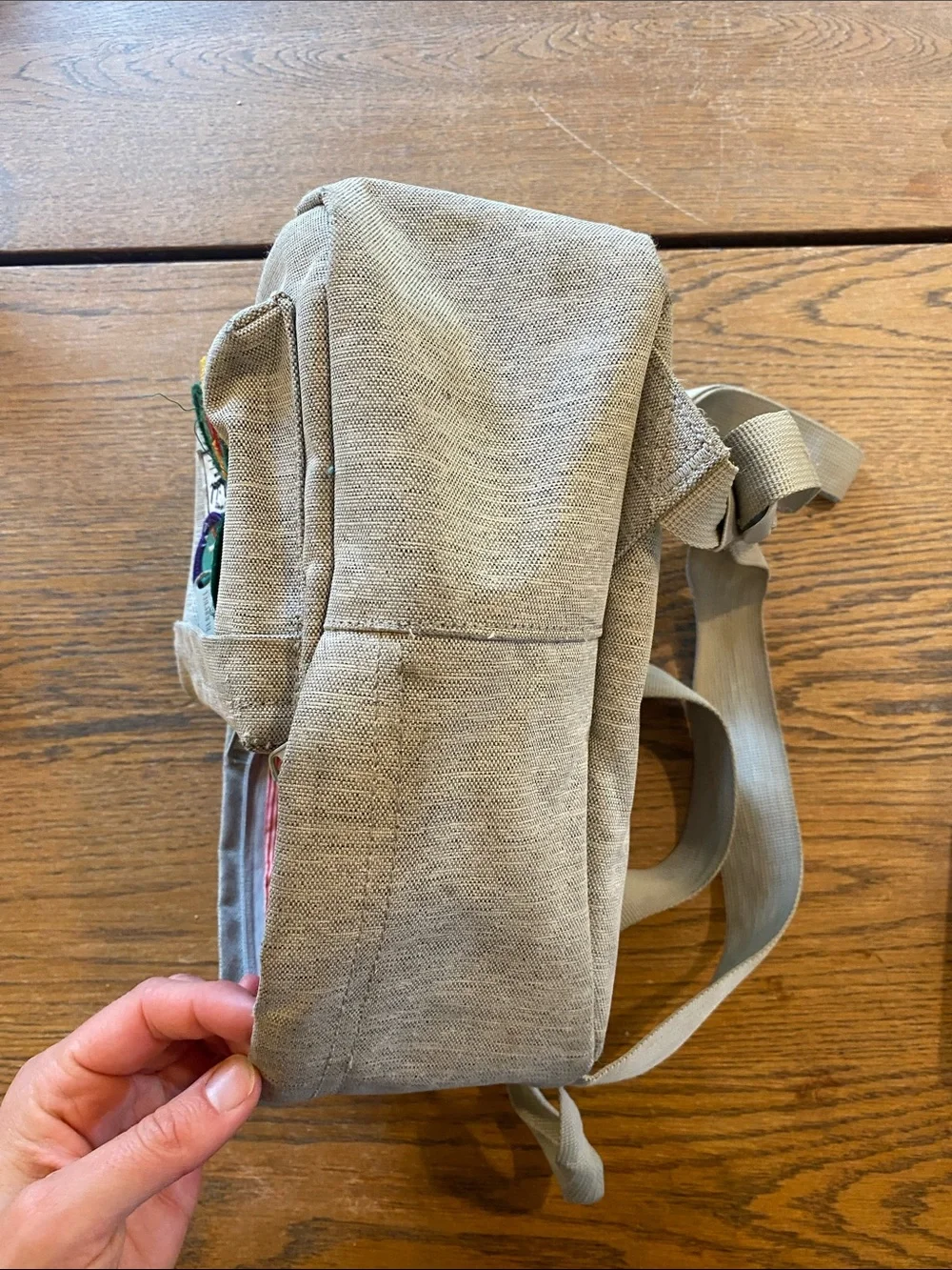 Herschel Supply Company Small Light Gray Backpack with Red Zipper Accent